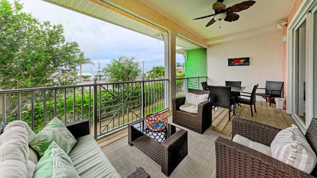 Screened Lanai with Beach Across the Street