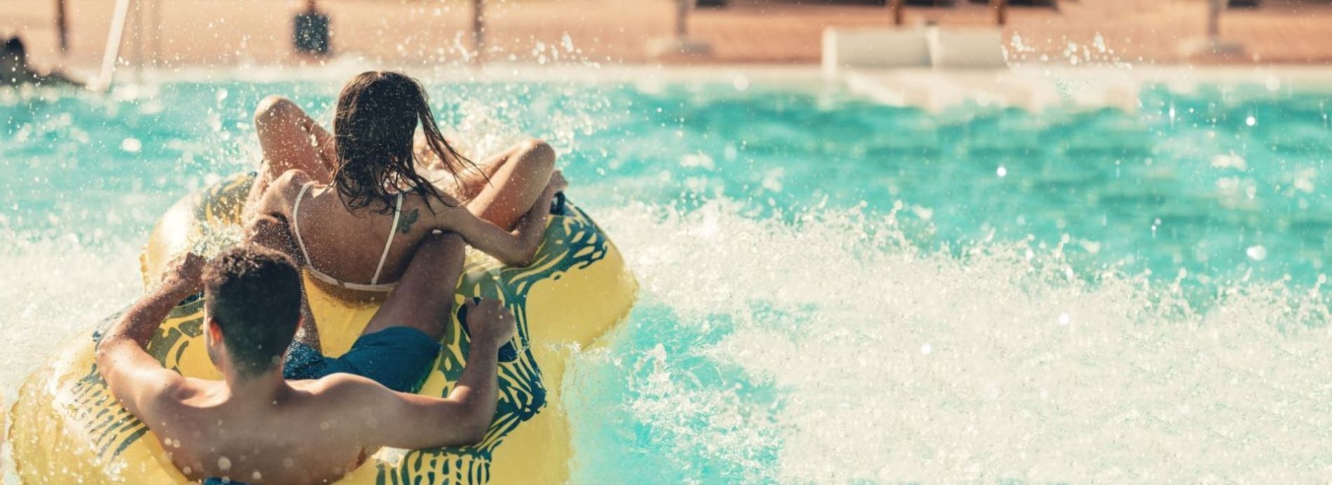 waterslide into pool