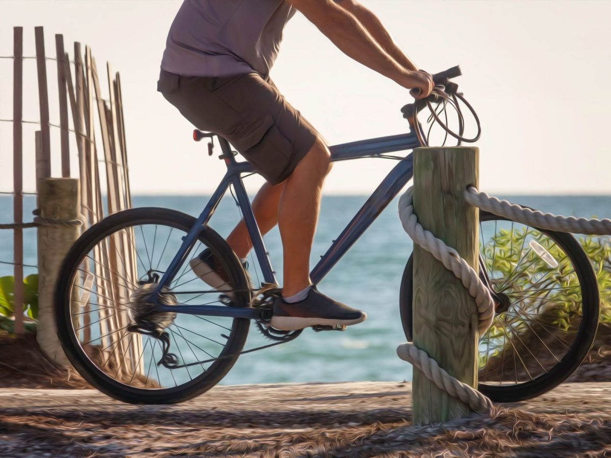 Closeup of man biking in Bradenton, FL