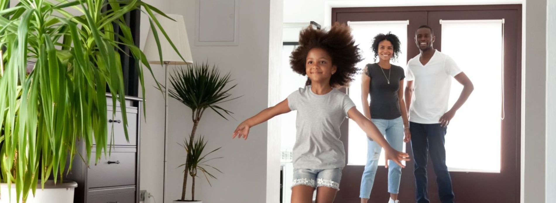 Family in vacation home