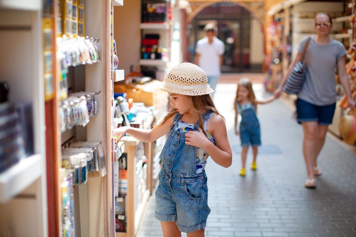 Girl shopping for souvenirs