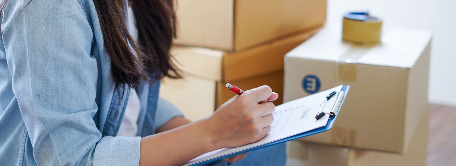 woman moving with a clipboard