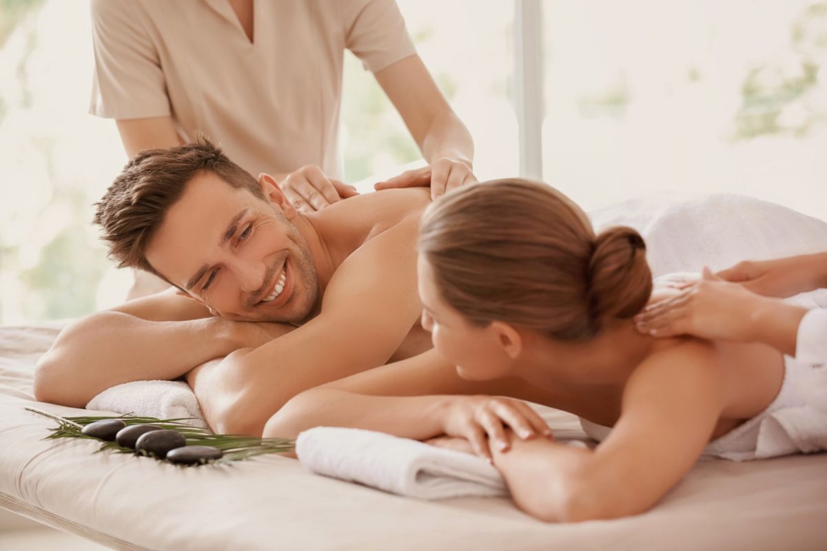 couple getting massage at spa